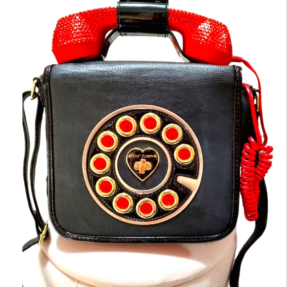 Betsey Johnson Handbags - Betsey Johnson Black Red Rhinestone Phone Bag NWOT